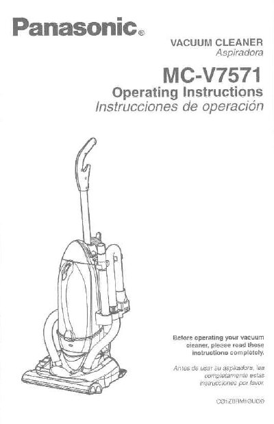 Panasonic MC-V7571 Vacuum Cleaner Operating Instructions - cover page