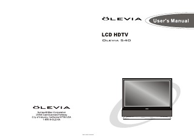 Syntax-Brillian OLEVIA 540 LCD HDTV User Manual - cover page