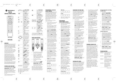 Motorola DRC450 Universal Remote Control User Guide - cover page
