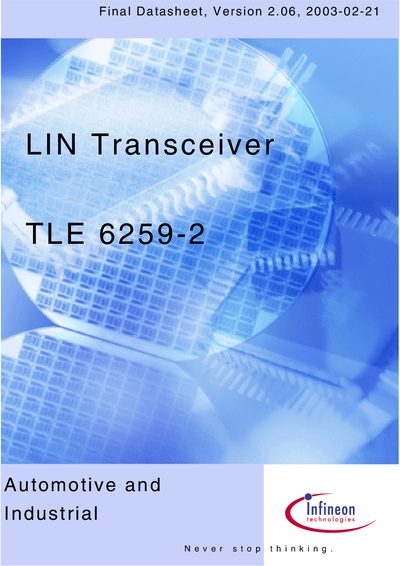 Infineon TLE 6259-2 Single-Wire Transceiver Datasheet - cover page