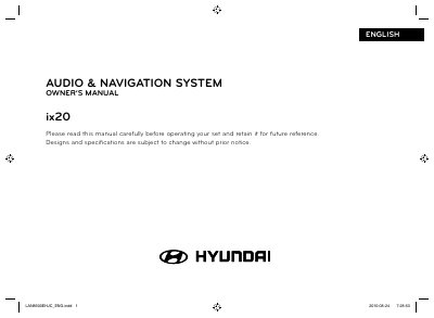 Hyundai ix20 Audio and Navigation System Owner's Manual - cover page