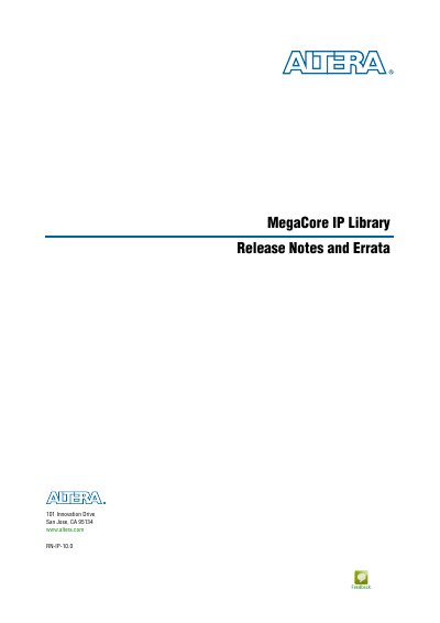 Altera MegaCore IP Library Release Notes and Errata - cover page