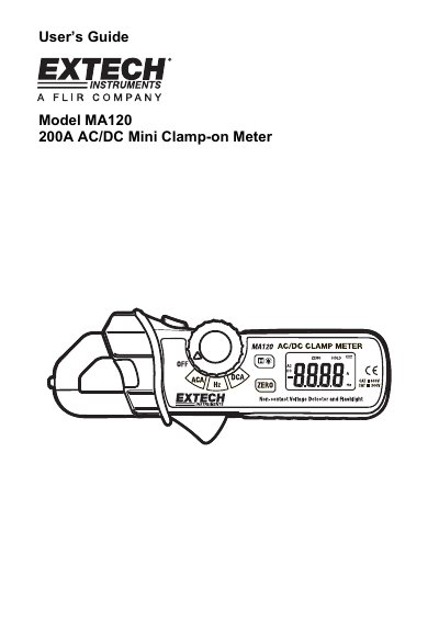 Extech MA120 AC/DC Mini Clamp-on Meter User's Guide