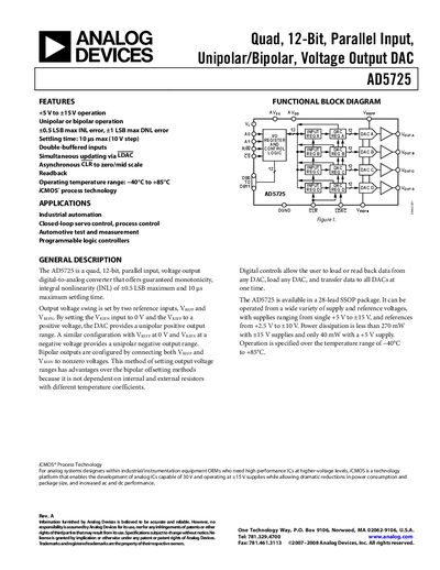 Analog Devices AD5725 Datasheet - cover page