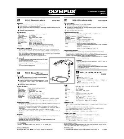 Olympus ME51S Stereo Microphone Instructions - cover page