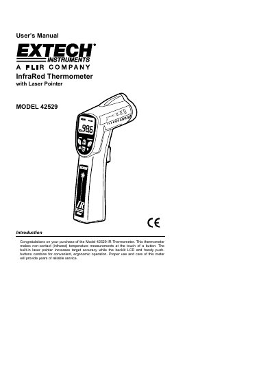 Extech Model 42529 Infrared Thermometer User's Manual - cover page