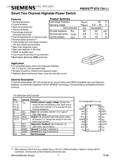 Siemens PROFET BTS 734 L1 Guide