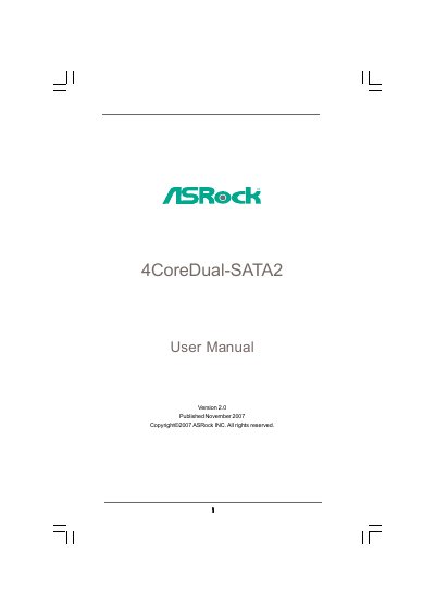 ASRock 4CoreDual-SATA2 Motherboard User Manual - cover page