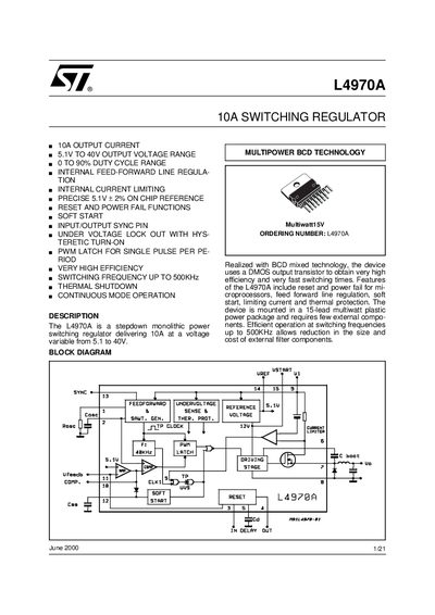 STMicroelectronics L4970A 10A Switching Regulator Handbook - cover page