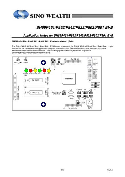 Sino Wealth SH69P461/P862/P842/P822/P802/P801 EVB Application Notes - cover page