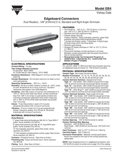 Vishay Dale EB4 Edgeboard Connector Datasheet - cover page