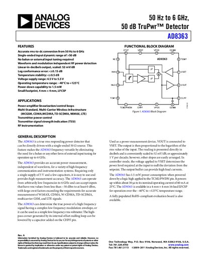 Analog Devices AD8363 Datasheet - cover page