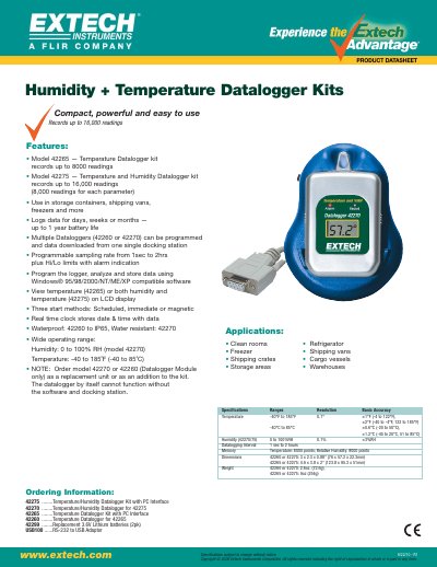 EXTECH EA10 ....................EasyView Dual K Thermometer EA10-NIST ..........EA10 with Certificate of Calibration Traceable to NIST. EA15 ....................EasyView Dual Input 7 Thermo