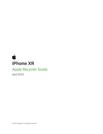 Apple iPhone XR Recycler Guide - cover page