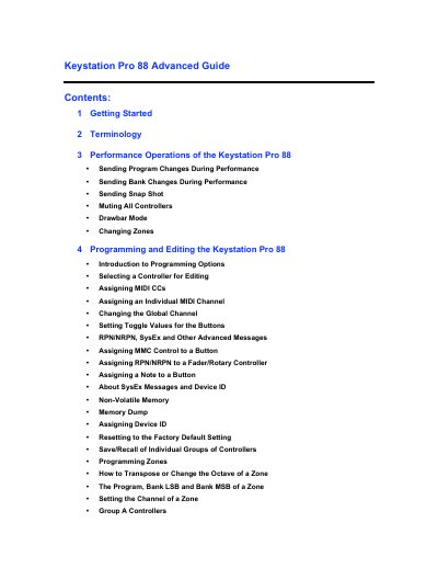 M-Audio Keystation Pro 88 Advanced Guide - cover page
