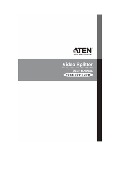 ATEN VS-82/VS-84/VS-88 Video Splitter User Manual - cover page