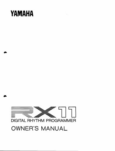 Yamaha RX11 Digital Rhythm Programmer Owner's Manual
