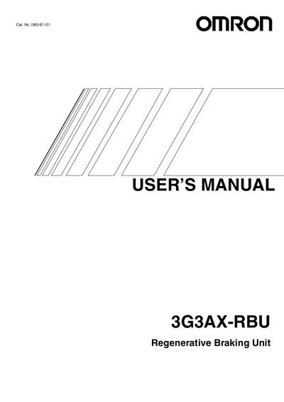 Omron 3G3AX-RBU Regenerative Braking Unit User Manual - cover page
