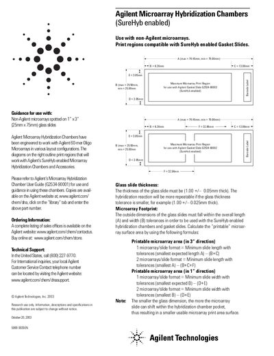 Agilent SureHyb Microarray Hybridization Chambers Printable Areas Guide - cover page