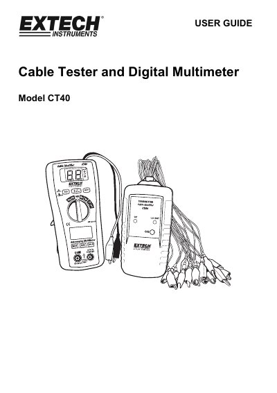 Extech CT40 Cable Tester and Digital Multimeter User Guide - cover page
