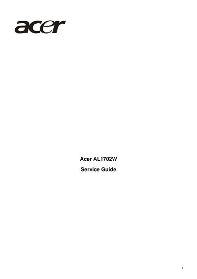 Acer AL1702W Service Guide - cover page