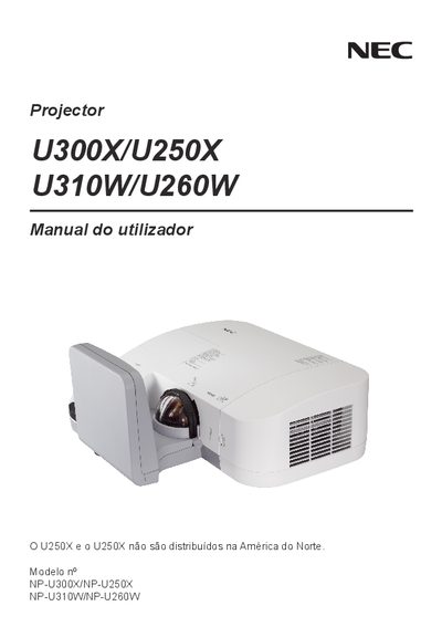 NEC U300X/U250X/U310W/U260W Projector User Manual - cover page