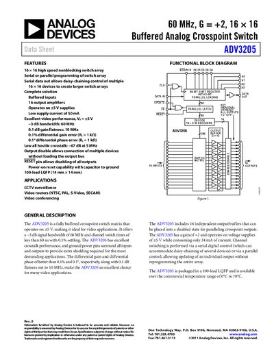 Analog Devices ADV3205 Product Handbook - cover page
