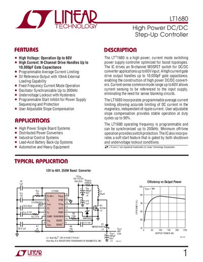 Linear Technology LT1680 Datasheet - cover page