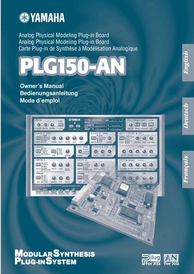 Yamaha PLG150-AN Analog Physical Modeling Plug-in Board Owner's Manual - cover page