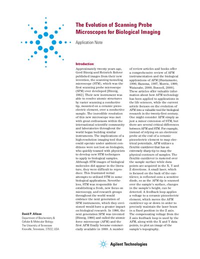 Evolution of SPM for Biological Imaging Application Note - cover page
