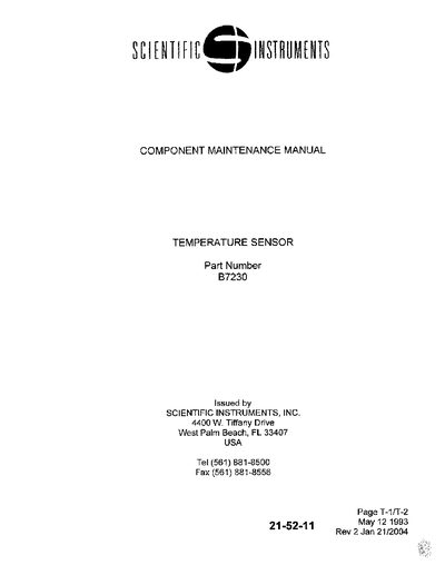 SCIENTIFIC INSTRUMENTS 21-52-11 B7230_Component service manual - cover page