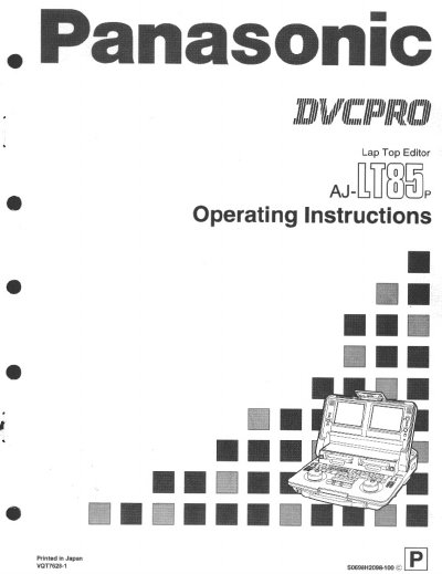 Panasonic AJ-LT85P Laptop Editor Operating Instructions - cover page