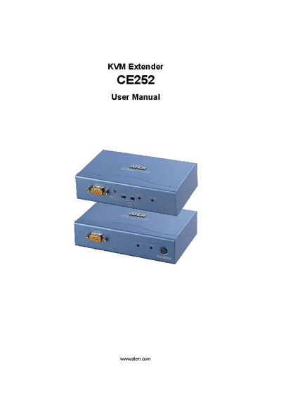 ATEN CE252 KVM Extender User Manual - cover page