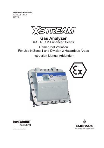 Rosemount Analytical X-STREAM Enhanced Series Flameproof Instruction Manual Addendum - cover page