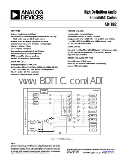Analog Devices AD1882 Datasheet - cover page