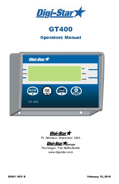 Operator Handbook.pdf Digi-Star GT400 Weighing Indicator Operator's Manual | ManualLib ...