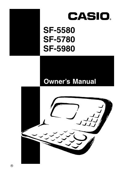 Casio SF-5580/5780/5980 Digital Diary Owner’s Manual - cover page