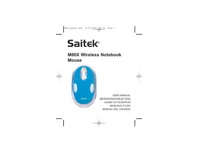 Saitek M80X Wireless Notebook Mouse User Manual