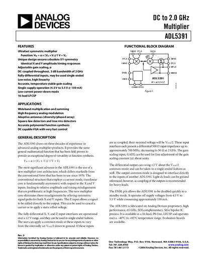 Analog Devices ADL5391 Datasheet