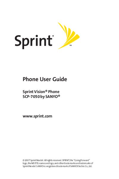 Sanyo SCP-7050 Phone User Guide - cover page