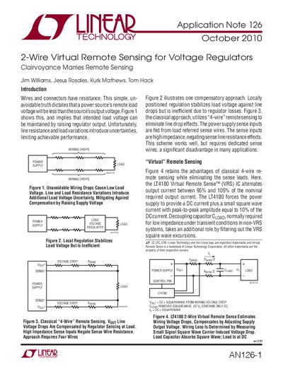 Linear Technology AN126 2-Wire Virtual Remote Sensing for Voltage Regulators Application Note - cover page