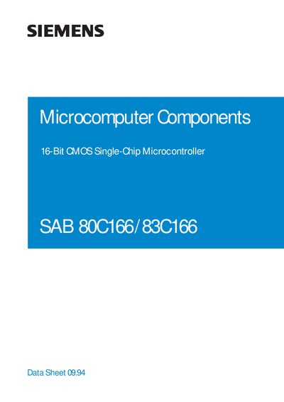 Siemens SAB 80C166/83C166 16‑Bit CMOS Microcontroller Data Sheet - cover page