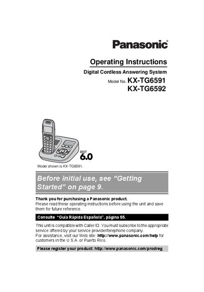 Panasonic KX-TG6591/KX-TG6592 User Manual - cover page
