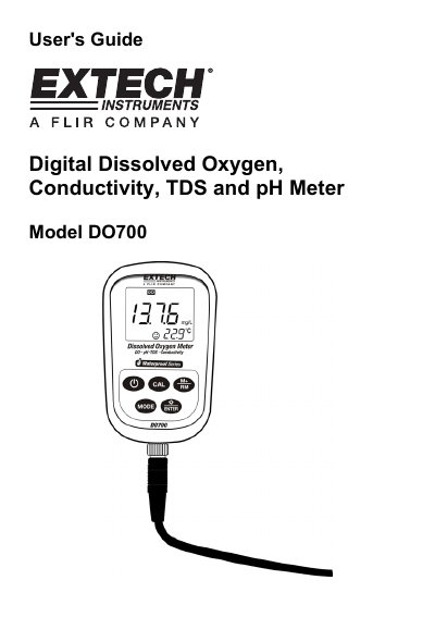 Extech DO700 Digital Dissolved Oxygen Meter User's Guide