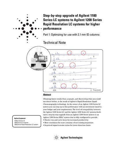 Step-by-step upgrade of Agilent 1100 to 1200 Series Rapid Resolution LC systems Technical Note - cover page