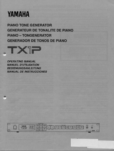 Yamaha TX1P Piano Tone Generator Operating Manual - cover page
