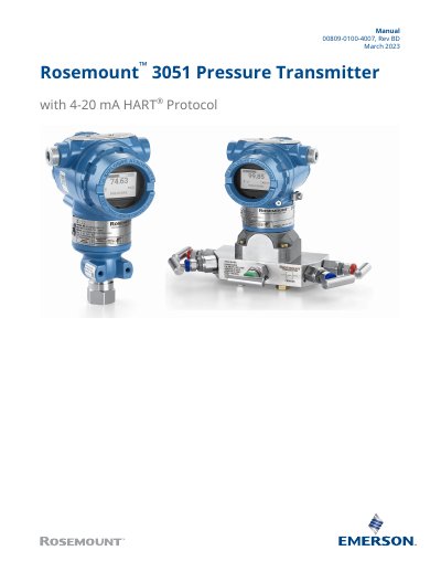 Rosemount 3051 Pressure Transmitter User Manual - cover page
