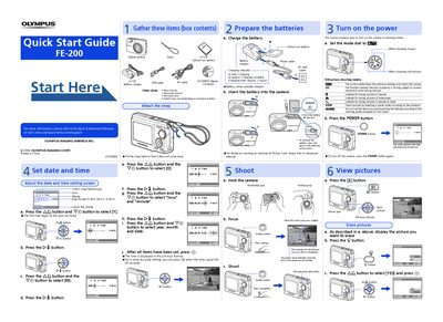 Olympus FE-200 Digital Camera Quick Start Guide - cover page