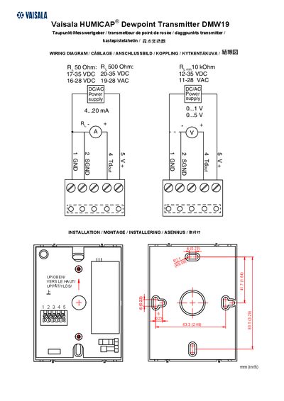 Vaisala DMW19 Dewpoint Transmitter Operating Instructions