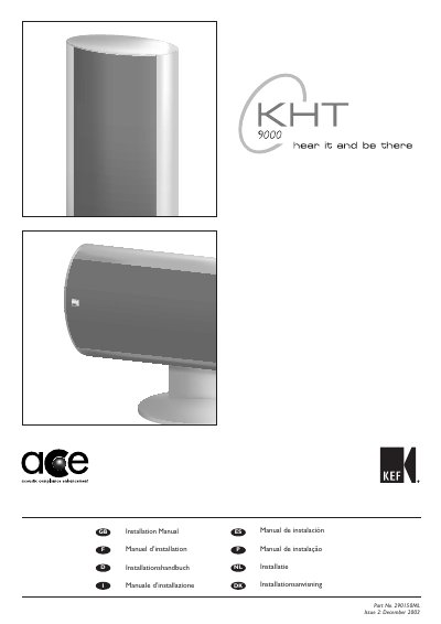 KEF KHT9000 Installation Manual - cover page